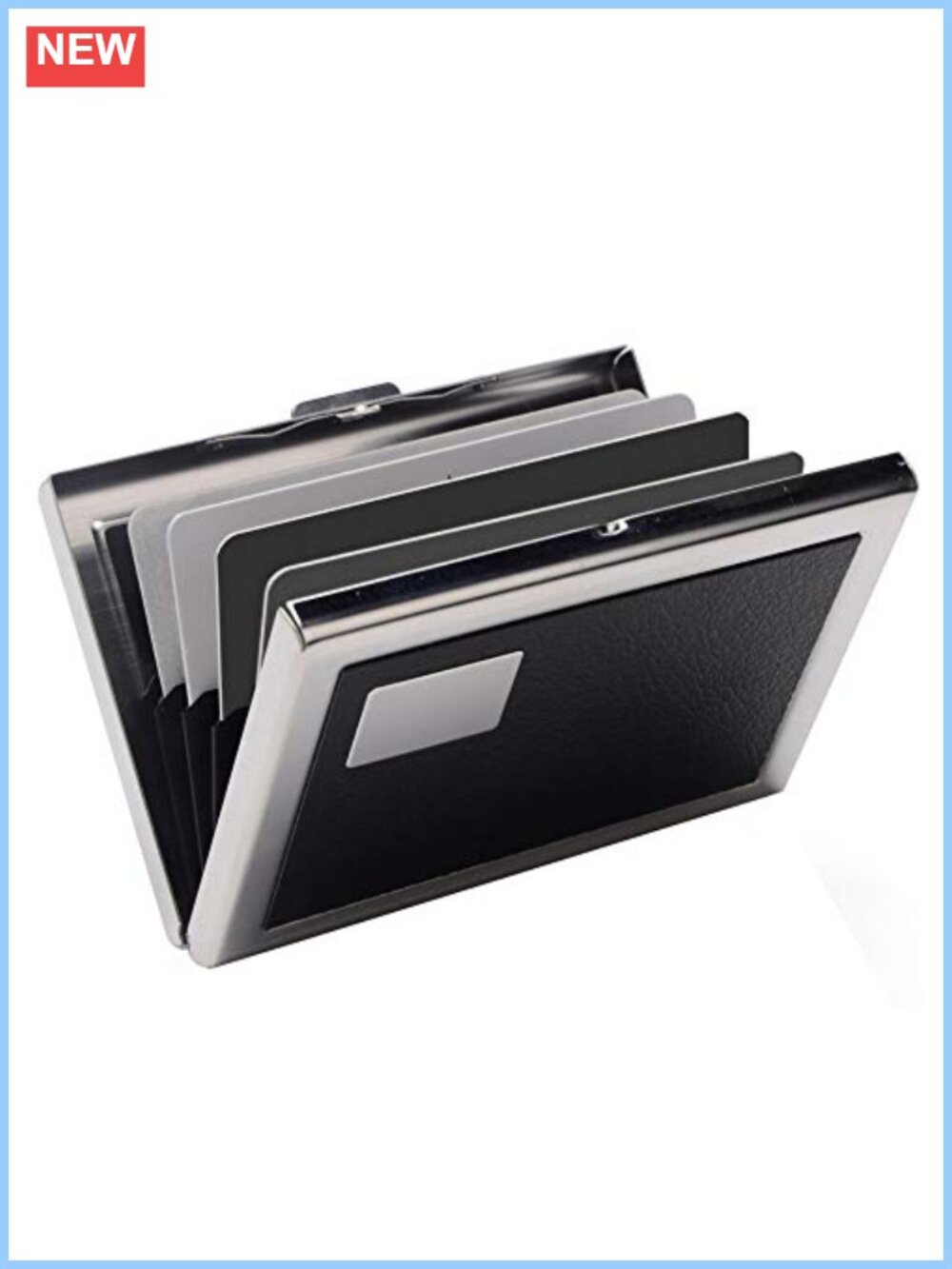 RFID Blocking Metal Card Holder Stainless Steel PU Leather Credit Card Case